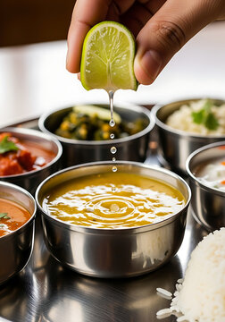 chef preparing lentils soup food , indian desi khana, pakistani daba style