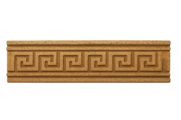 Greek key meander pattern carved in stone, ancient history architecture ornament, decorative geometric border