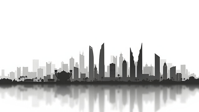 Dramatic Riyadh skyline silhouette