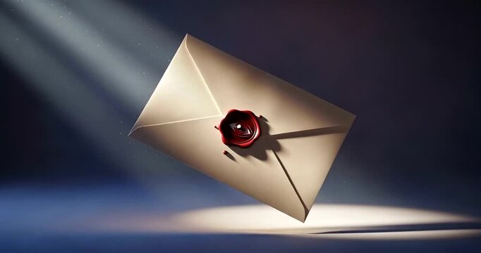 Mysterious Envelope with Eye Seal Floats in Dramatic Light