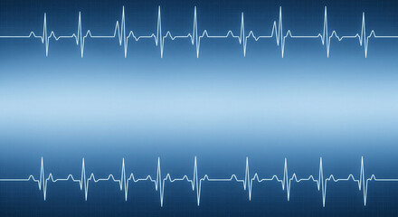 Heartbeat Ekg Line Graphic with Blue Gradient Background and Copy Space