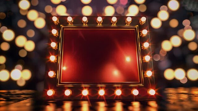 A portrait retro style movie theater poster frame with lights, Generative AI Videos.