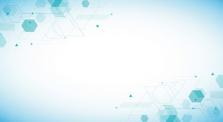 Obraz premium Abstract Geometric Network Background with Hexagons and Triangles in Blue Tones