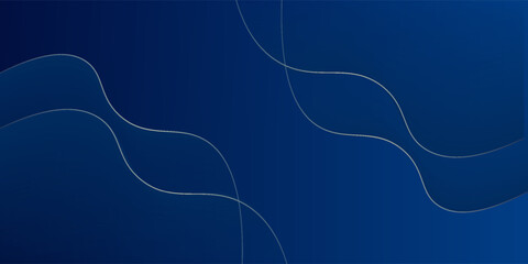 Blue abstract background with luxurious and beautiful gold lines and lights.
