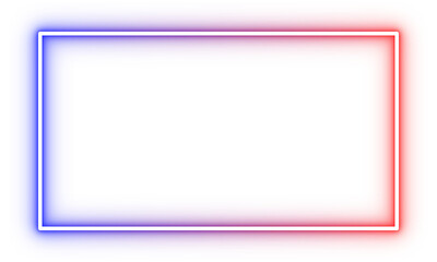 Neon gradient rectangular frame in blue and red glow for posters, highlights, and modern digital design