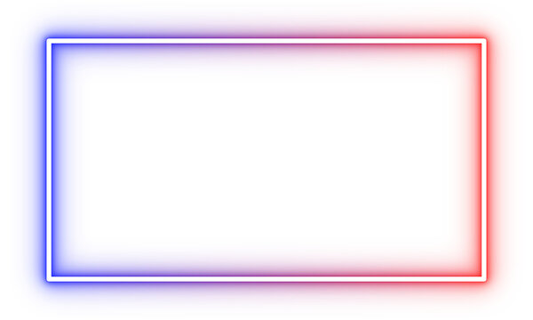 Neon gradient rectangular frame in blue and red glow for posters, highlights, and modern digital design