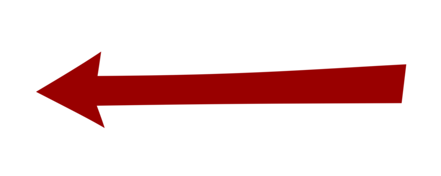 Red left-pointing arrow icon for navigation, direction, and infographic design