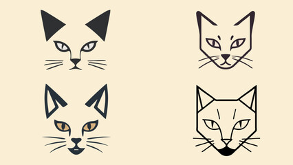 set of minimal cat logos