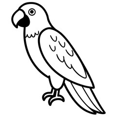 Stylized white parrot illustration with a simple outline and distinctive silhouette isolated on white background