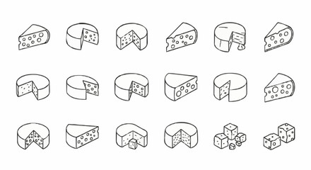 Various cheese types and shapes