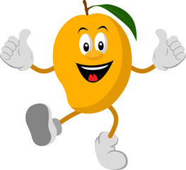 Happy Mango Cartoon Character with Thumbs Up