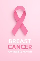Pink breast cancer awareness ribbon with text