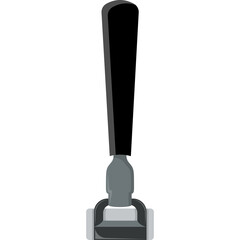 Black Handle Lint Roller Tool for Clothes with Gray Metal Base and Subtle Shadow Isolated on White Background Simple Minimalist Design for Laundry and Fabric Care