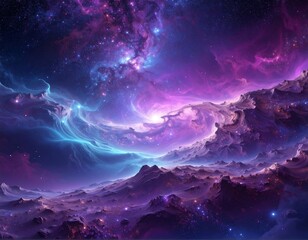 An imagined galaxy of vibrant nebulae, swirling with cosmic energies