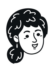 Businesswoman doodle face black-and-white design
