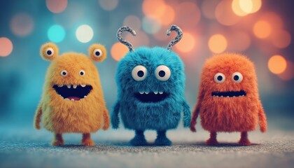 Obraz premium Adorable And Hilarious Creatures: Monsters And Aliens In Various Styles For Children'S Entertainment, Fashion, And Greeting Card Designs.