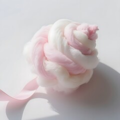 Fototapeta premium 4k high quality Ai generative HD art work photo realistic cotton candy sweet soft adorable fluffy colorful pastel cloud permen kapas white pink yellow ribbon background marshmallow