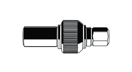 Detailed illustration of a metal pipe fitting with threaded connections