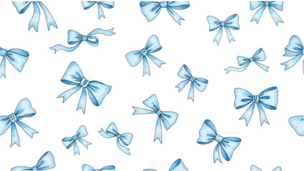 Watercolor Bows Pattern Elegant Blue Ribbon Design for Decorative Backgrounds