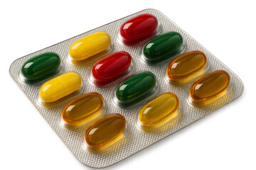 colorful pills isolated on white