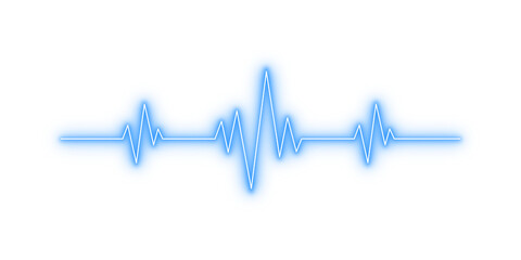 Neon glowing blue heartbeat pulse waveform and electrocardiogram rhythm vector showing medical health monitoring signal data visualization for healthcare and cardiology design on transparent © SharminAkter