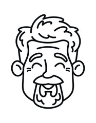 Laughing mature man doodle face