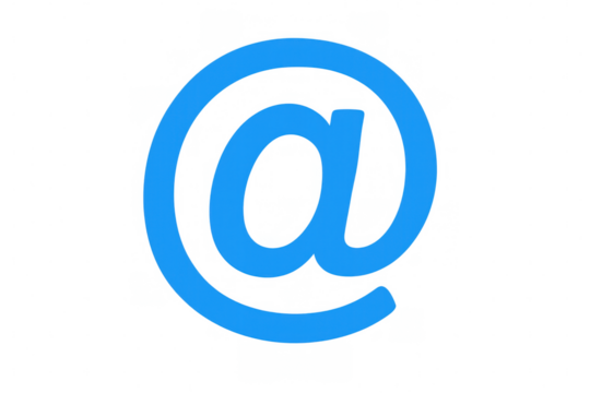 At sign symbol on transparent background representing email communication, internet address and messaging