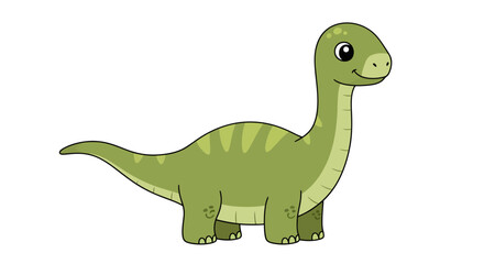 Naklejka premium Charming cartoon illustration of a delightful green dinosaur with a friendly expression and gentle