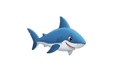 Cheerful cartoon shark illustration with a playful expression isolated on white