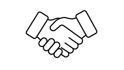 Obraz premium Minimalist handshake line icon, business partnership vector symbol, corporate agreement and trust concept graphic isolated on White Background