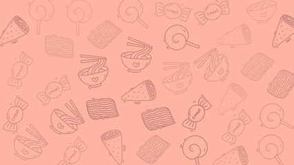 Cute, playful food doodle illustrations featuring sweets, noodles, ramen, and delicious treats. Perfect for foodthemed designs and menus.