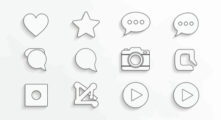 Collection of Social Media Icons in Minimalist Style for Modern User Interface Design
