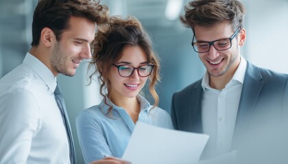 Young Confident Business People Analyze Document Together In Vertical Image, Business Meeting Consultation Scene Captured.