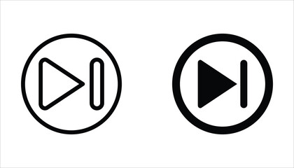 Forward button icon set. Double arrow glyph icon. Navigation pointer, indicator. Vector illustration isolated on white background.