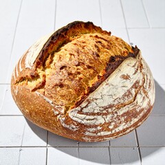 Rustic Sourdough Bread Loaf for Premium Baked Goods Food Object and Artisan Concept