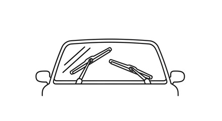Minimalist car windshield sketch featuring wiper blades in dynamic positions illustration