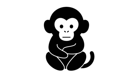 Fototapeta premium Stylized monkey silhouette in a seated posture against a minimalist background