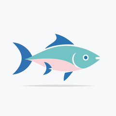 Fototapeta premium Stylized aquatic creature design featuring a fish with teal and pink hues