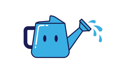 Obraz premium Playful watering can illustration with facial features spraying water drops cheerfully