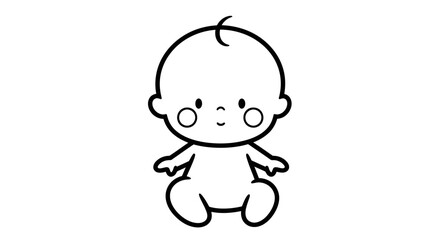 Obraz premium Charming line art of a cheerful infant, perfect for diverse baby related designs