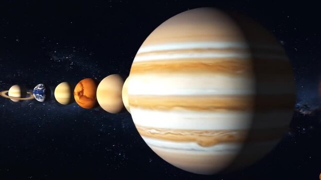 A Celestial Panorama: Solar System and Planetary Alignment in Deep Space Display