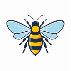 Obraz premium Stylized depiction of a buzzing bee with distinct coloration and clear wings