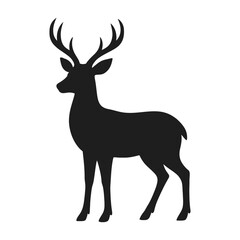 Obraz premium Elegant black silhouette of a majestic deer standing proudly isolated vector