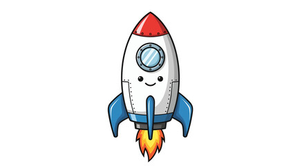 Whimsical cartoon rocket ship illustration ready for interstellar adventures
