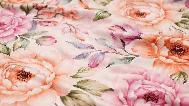 Gentle Flowing Silk-like Floral Textures Wavering in a Seamlessly Looping Video calm, peaceful, airy