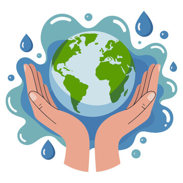 Hands protect the Earth, promoting environmental protection and care