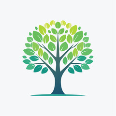 Obraz premium Stylized verdant tree illustration with gradient leaves symbolizing growth