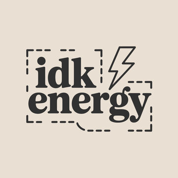 Modern typography design for 'idk energy' with lightning bolt symbol representing power and innovation vector