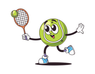 Naklejka premium Tennis ball personage playing game