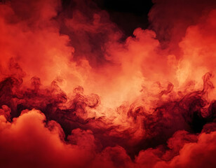 A fiery-toned red sky and abstract black and red background with smoke and flame effects. Wide banner for design. Fire in the sky.